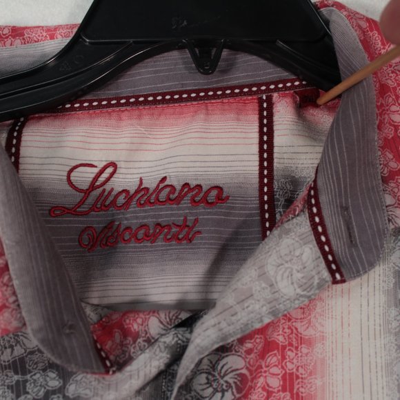 Luchiano Visconti Shirt Men's 2XL Long Sleeve Floral Striped - Picture 7 of 12